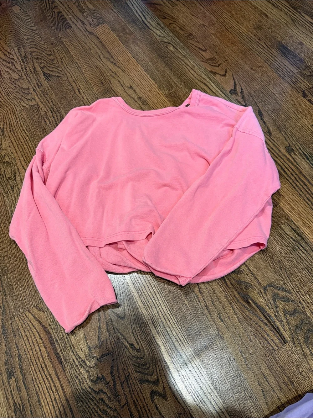 Free People Bubblegum Pink Cropped Crew Sweatshirt
